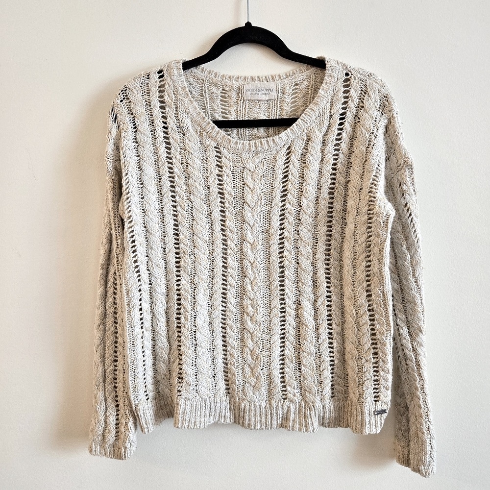DENIM & SUPPLY RALPH LAUREN | M Cable Knit V-neck Sweater | oatmeal